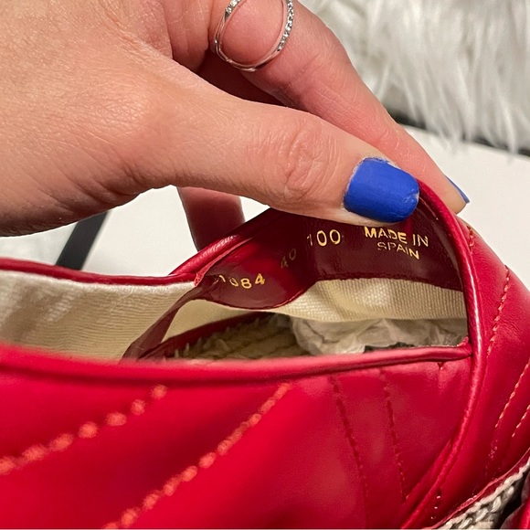 Gucci Red Matelassé Leather GG Marmont Pilar Platform Espadrille Flats size 40 - Picture 7 of 9